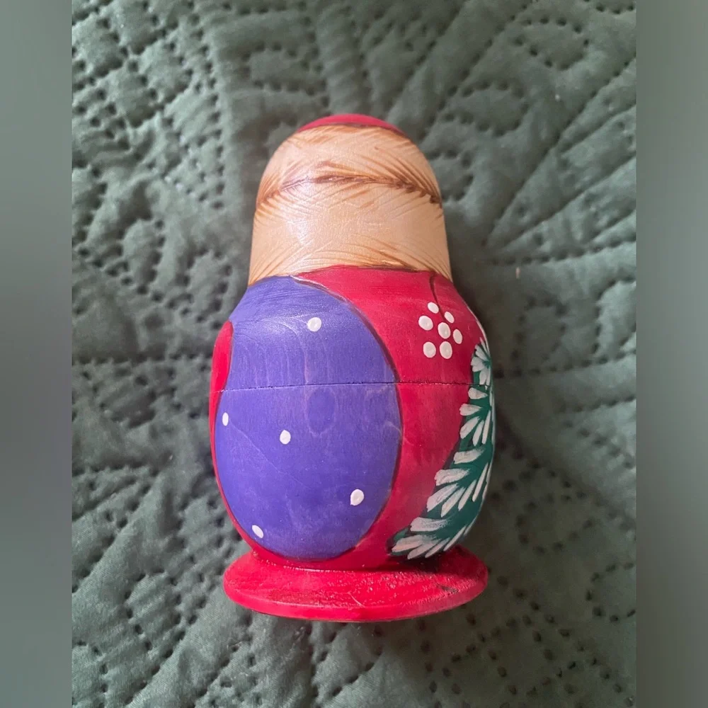 Hand-Painted Santa Matryoshka Doll Wood 🎅🏻